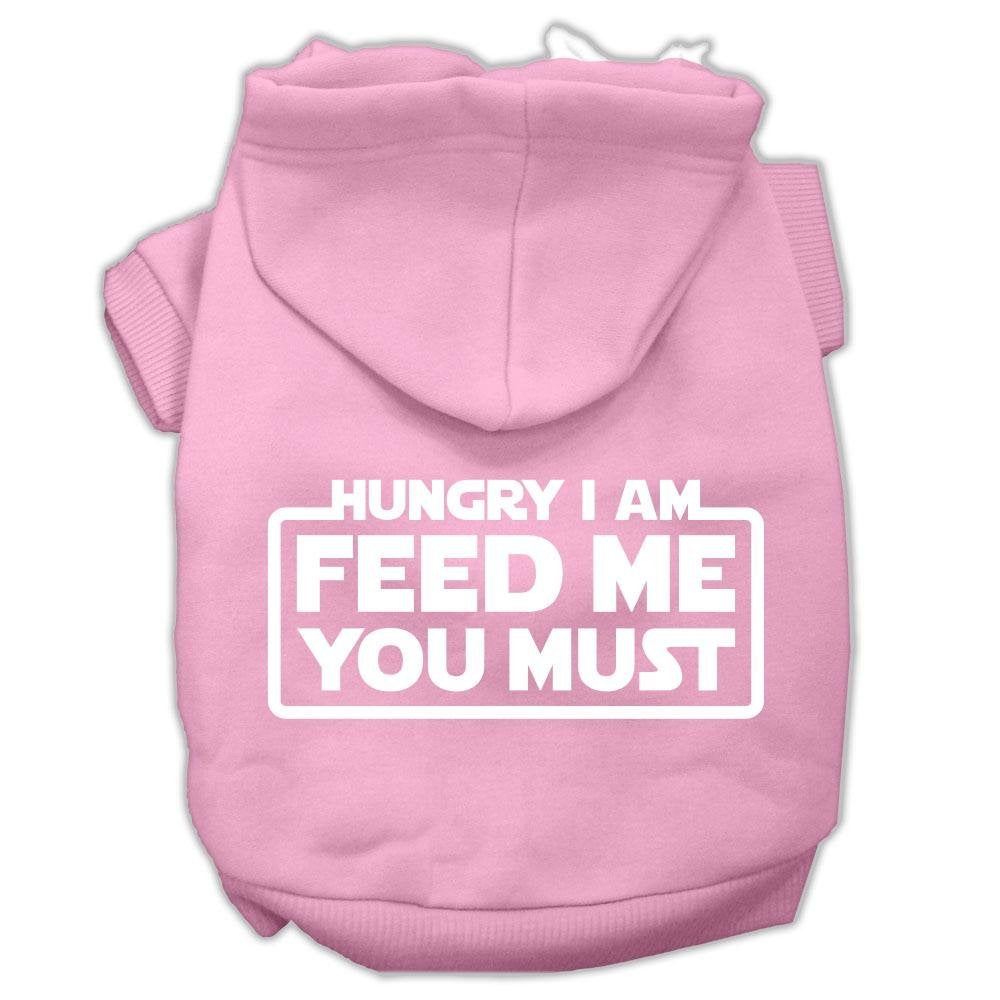 Pet, Dog & Cat Hoodie Screen Printed, 'Hungry I Am, Feed Me You Must' Light Pink 2Xl (20-25 Lbs.)