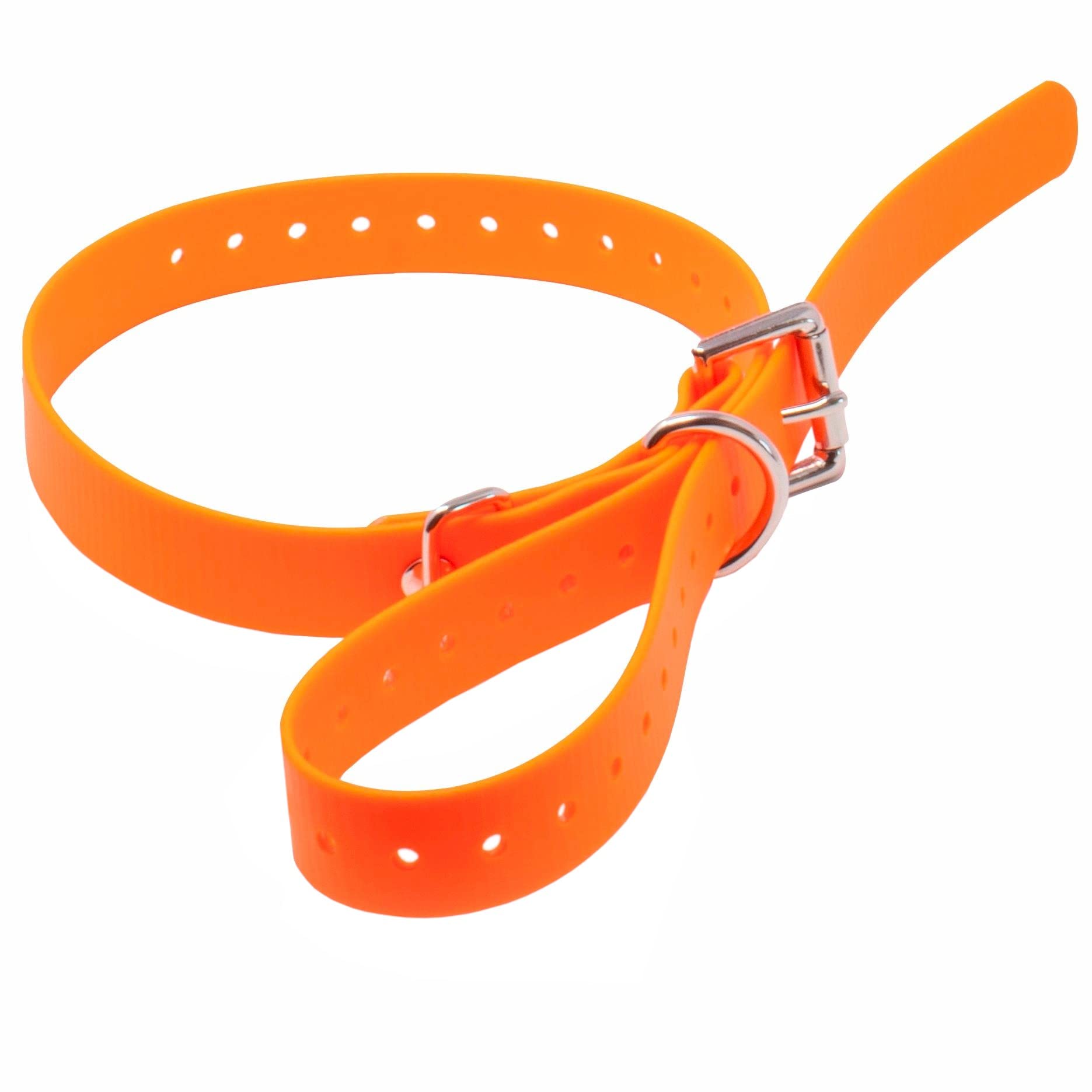Educator Biothane Dog Collar, Waterproof, Odorproof, Metal Buckle And D Ring, Adjustable For Custom Fit, Cool And Comfortable, For Small, Medium, Or Large Dogs, 3/4-Inch, Orange