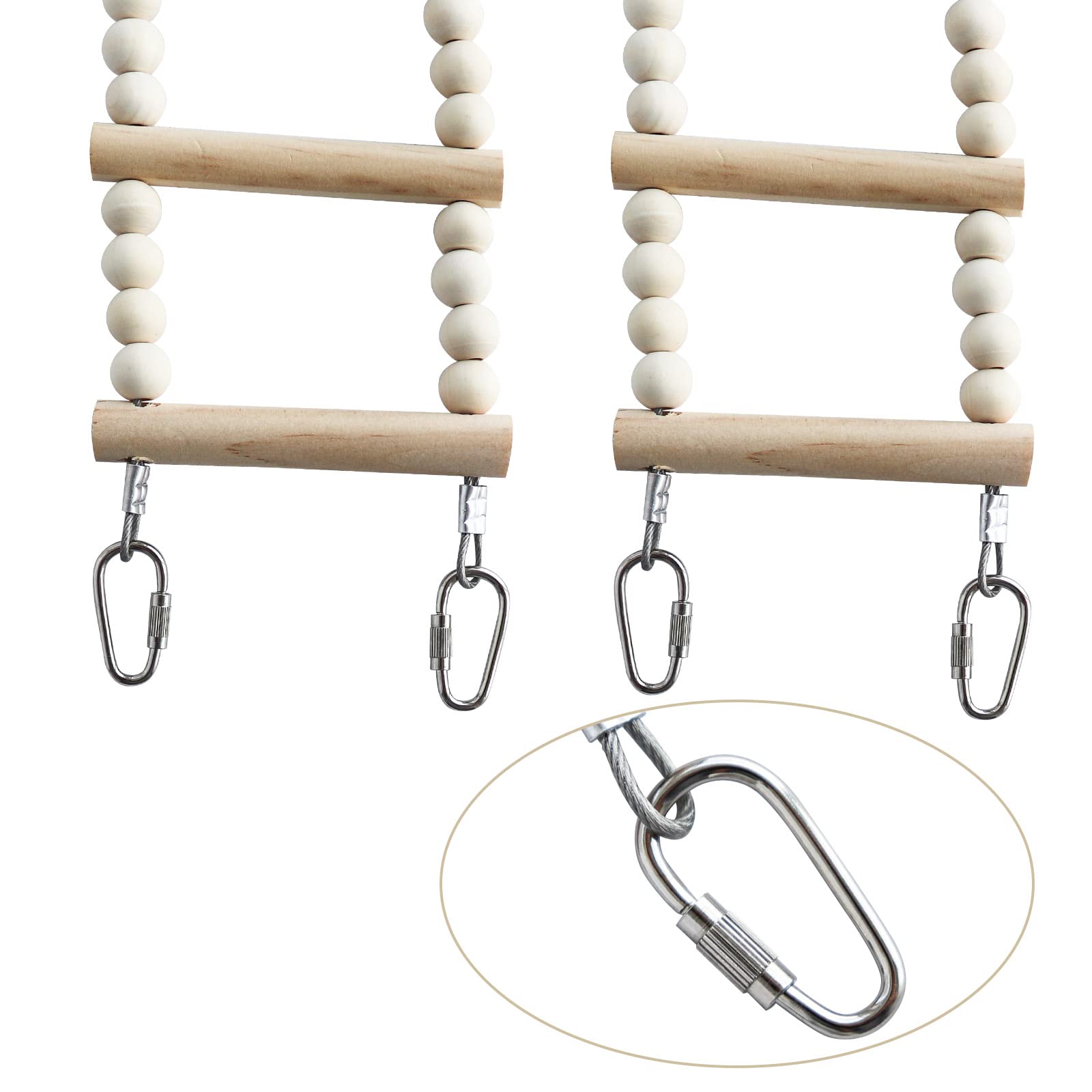 Bird Wooden Ladder Bridge, Pet Hamster Climbing Ladder Toys, Ladders Swing Toys, Wood Climbing Ladders For Bird Parrot Hamster Squirrel Totoro Sugar Gliders (28 Ladders)(61.81X3.14 Inches)