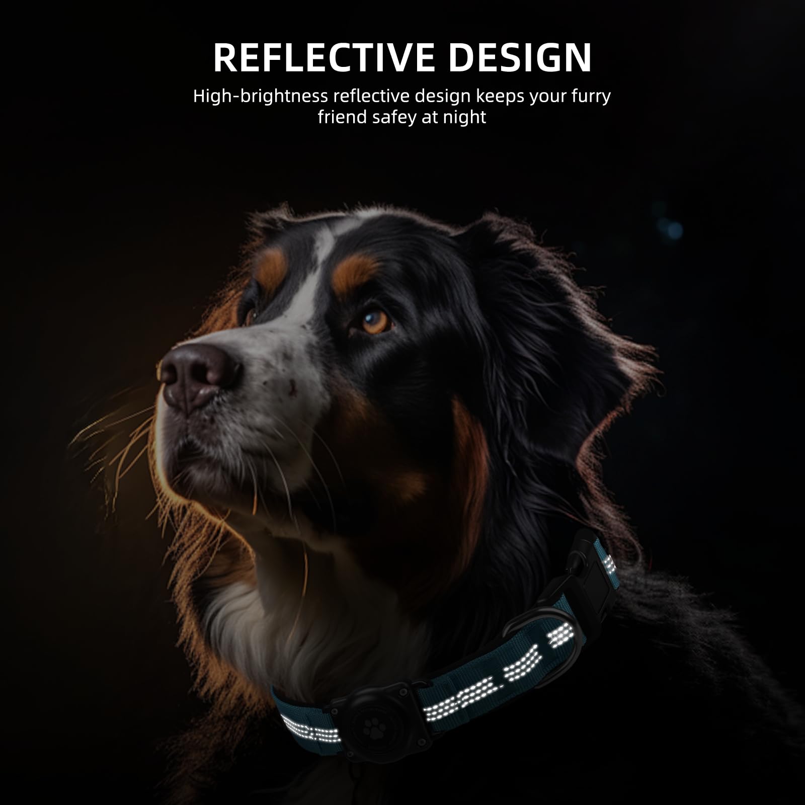 Upgraded Airtag Dog Collar, Ip68 Waterproof Air Tag Dog Collar Holder, Reflective, Ultra-Durable, Comfortable Padded, Heavy Duty Dog Collars For Small Medium Large Dogs (Xl (15.6'-22'), Blue)