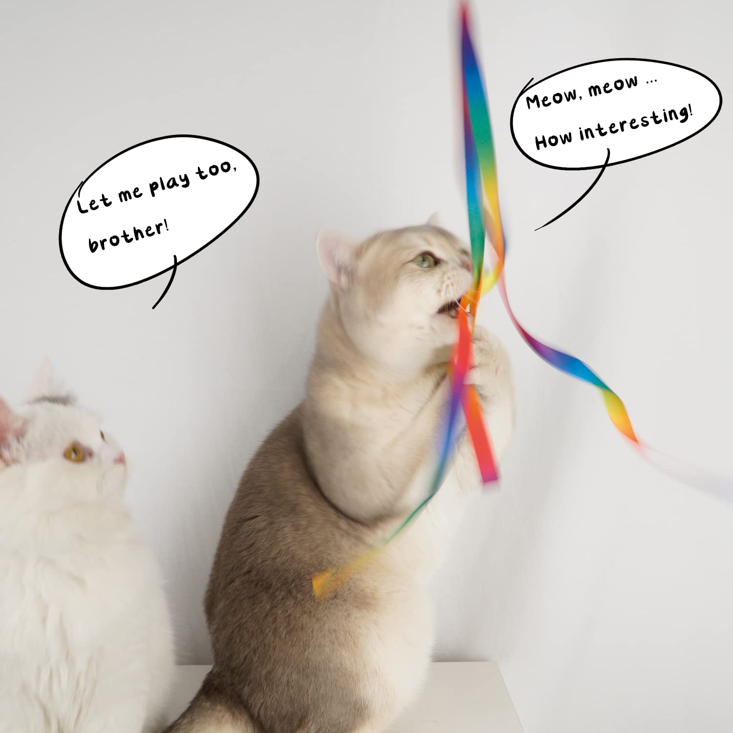 Fupusun Update 2022 Cat Feather Toys, 4 Pcs Cat Wand Toys, Catnip-Added, Cat Rainbow Wand Toy, Cat Interactive Toys For Indoor Cats&Kitten