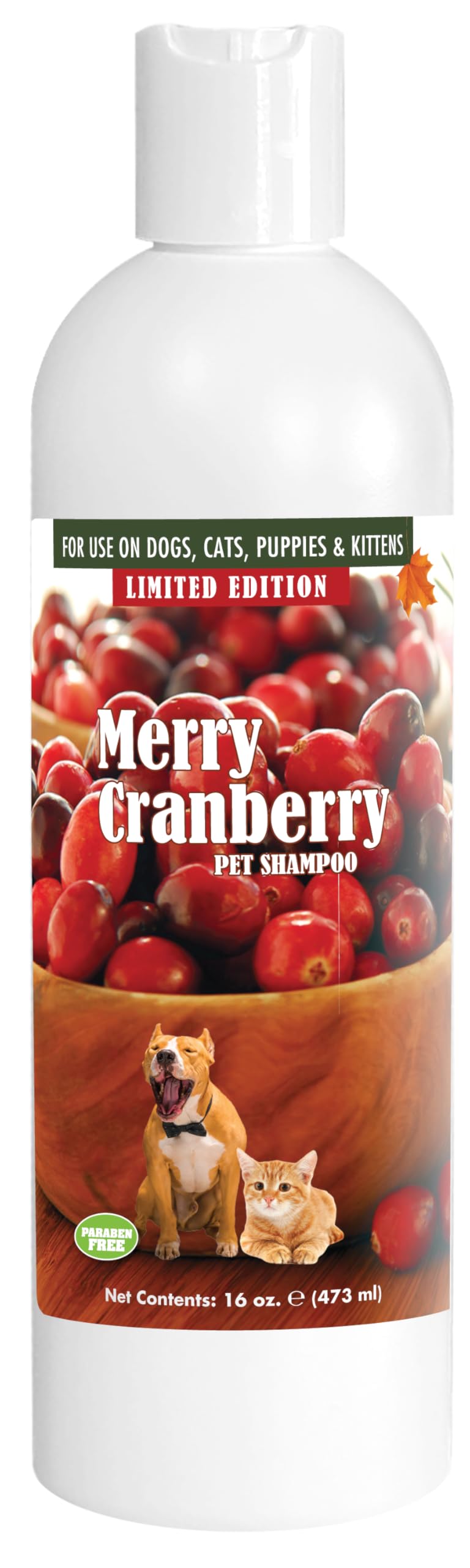 Merry Cranberry Pet Shampoo For Dogs And Cats 16 Oz. | Cruelty-Free | Paraben-Free | Biodegradable And Non-Toxic | Made In The Usa