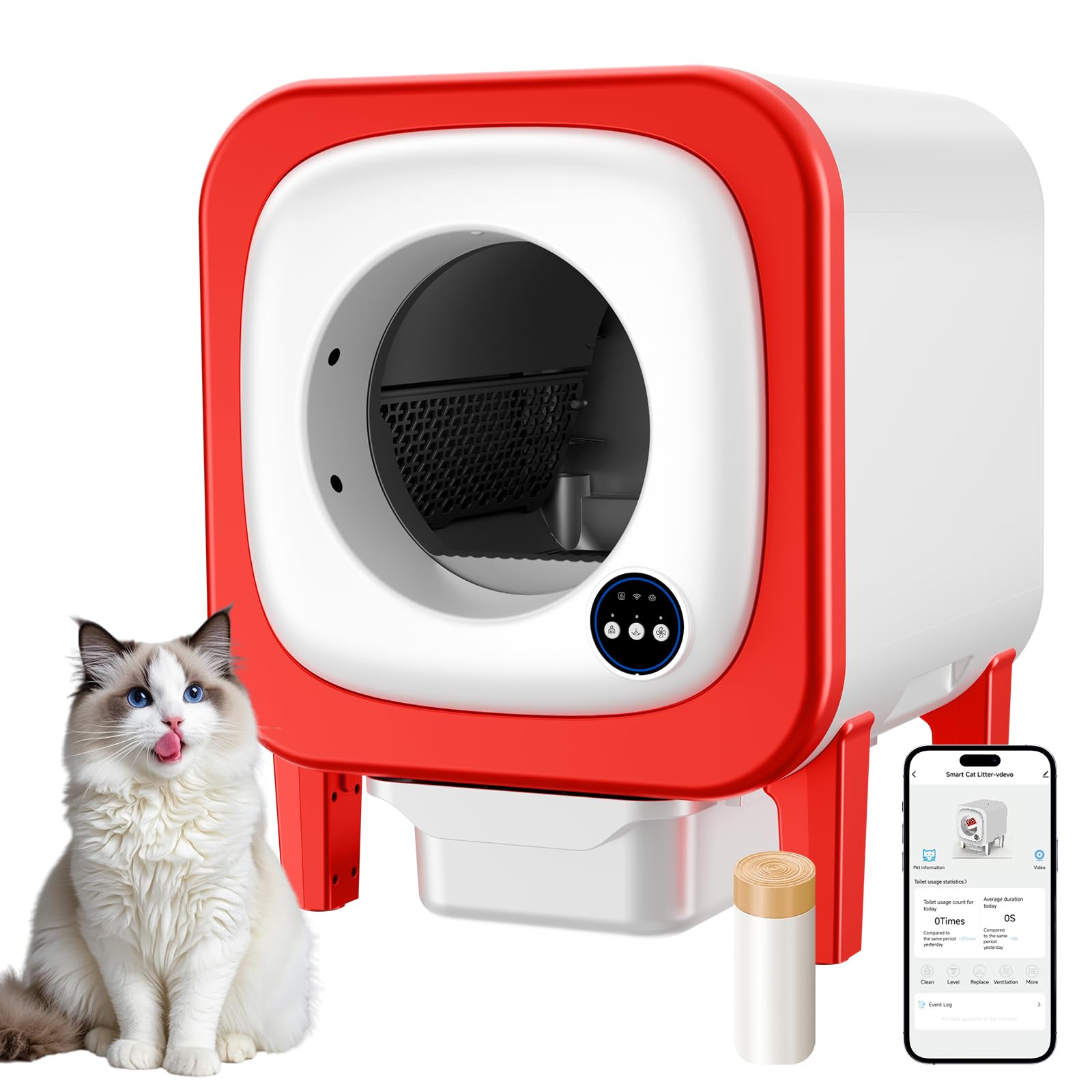petstarlet Self Cleaning Litter Box, Extra Large Automatic Cat Litter Box Self Cleaning for Multiple Cats, App Control, Safety P