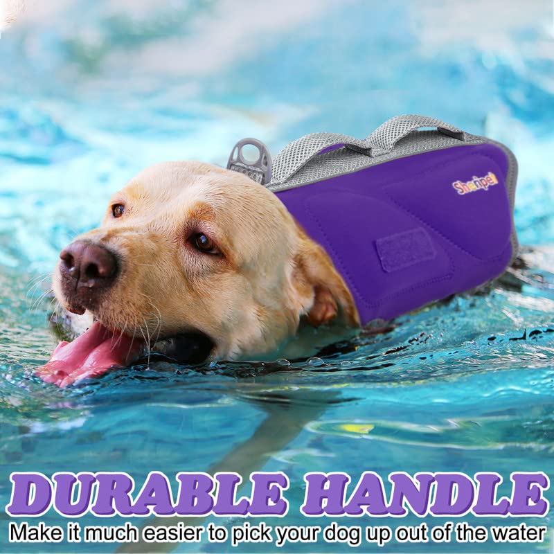 Sheripet Dog Life Jacket For Large Dogs, Dog Life Vest For Swimming With Three Fashion Fabric Patches, Pet Life Preserver With R