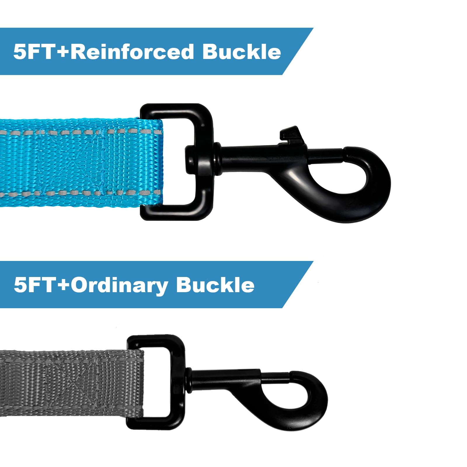 Leash And Collar Set With Nylon Soft Hand Pad, Adjustable Reinforced Collar For Large Dogs, 5Ft, Blue