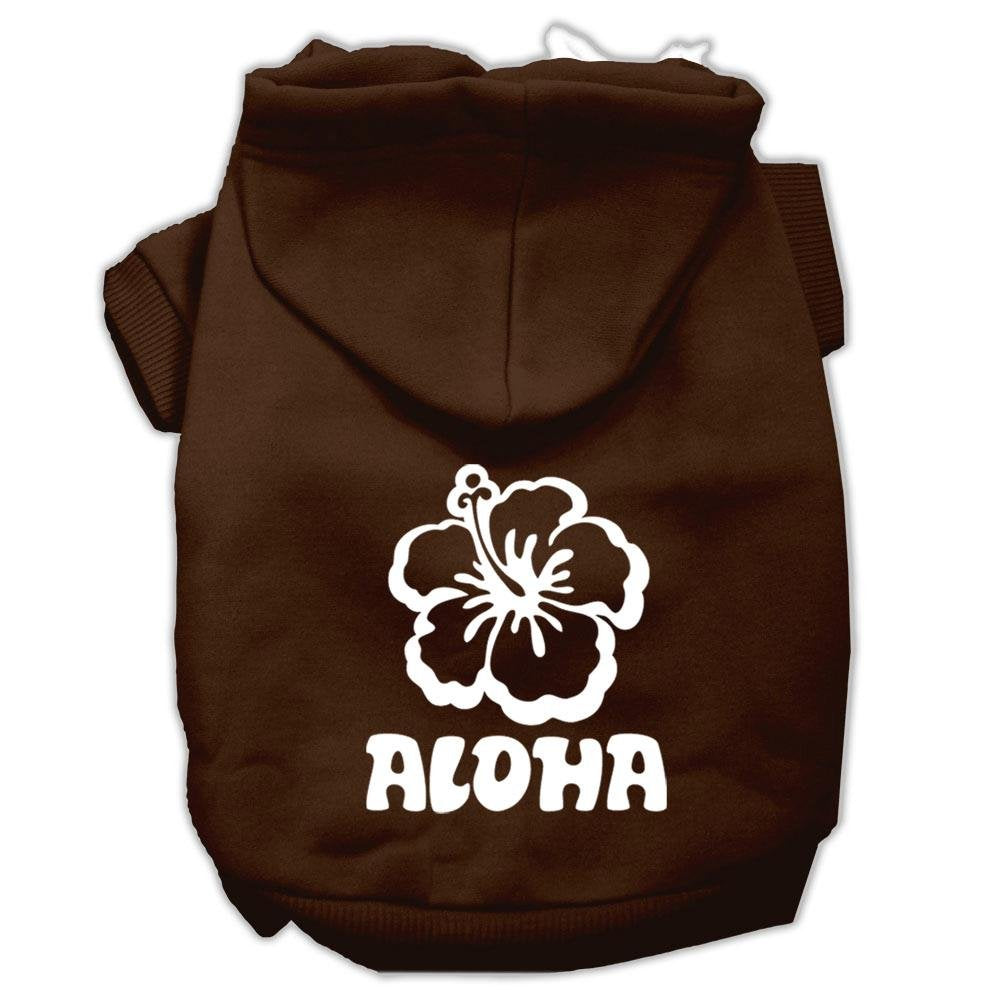 Pet, Dog & Cat Hoodie Screen Printed, 'Aloha Flower' Brown Xl (14-20 Lbs.)