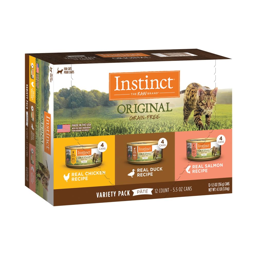 Instinct Original Grain Free Recipe Variety Pack Natural Wet Canned Cat Food by Natures Variety, 5.5 oz. Cans (Pack of 12)