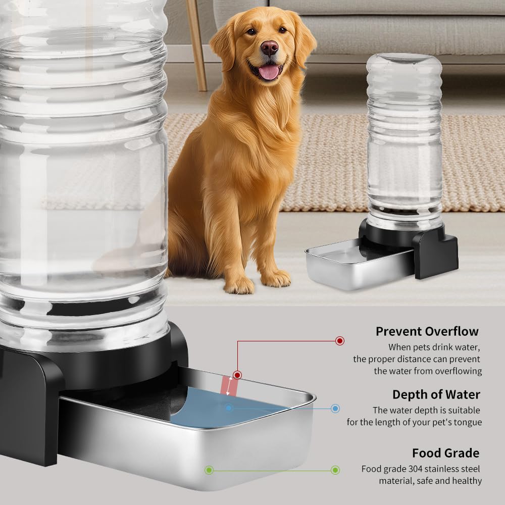 Marchul 1.9 Gallon Dog Water Dispenser, Large Dog Water Bowl Dispenser With Stainless Steel, Automatic Gravity Pet Bowl For Dogs
