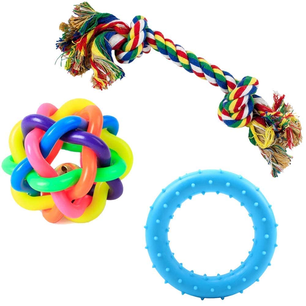 Psk Pet Mart Interactive Cute And Safe NonToxic Multicolour Teething Squeaky Chew Toys  3 Pack For Puppy, Small/Medium Dogs