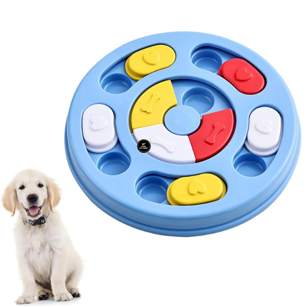 Psk Pet Mart Dog Treat Puzzle Toy Bowl  Round Slow Feeder For Cats, Dogs, Puppies | Iq Training Food Dispenser For Pet Play, An