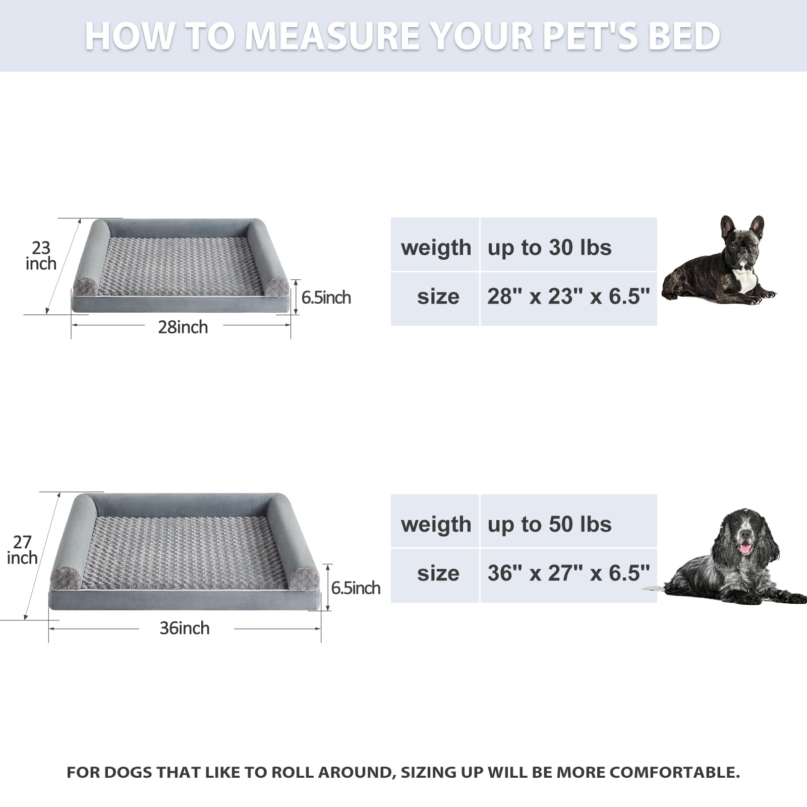 Bfpethome Dog Beds For Large Dogs, Orthopedic Dog Bed For Medium Large Dogs,Big Waterproof Couch Dog Pet Bed With Removable Wash