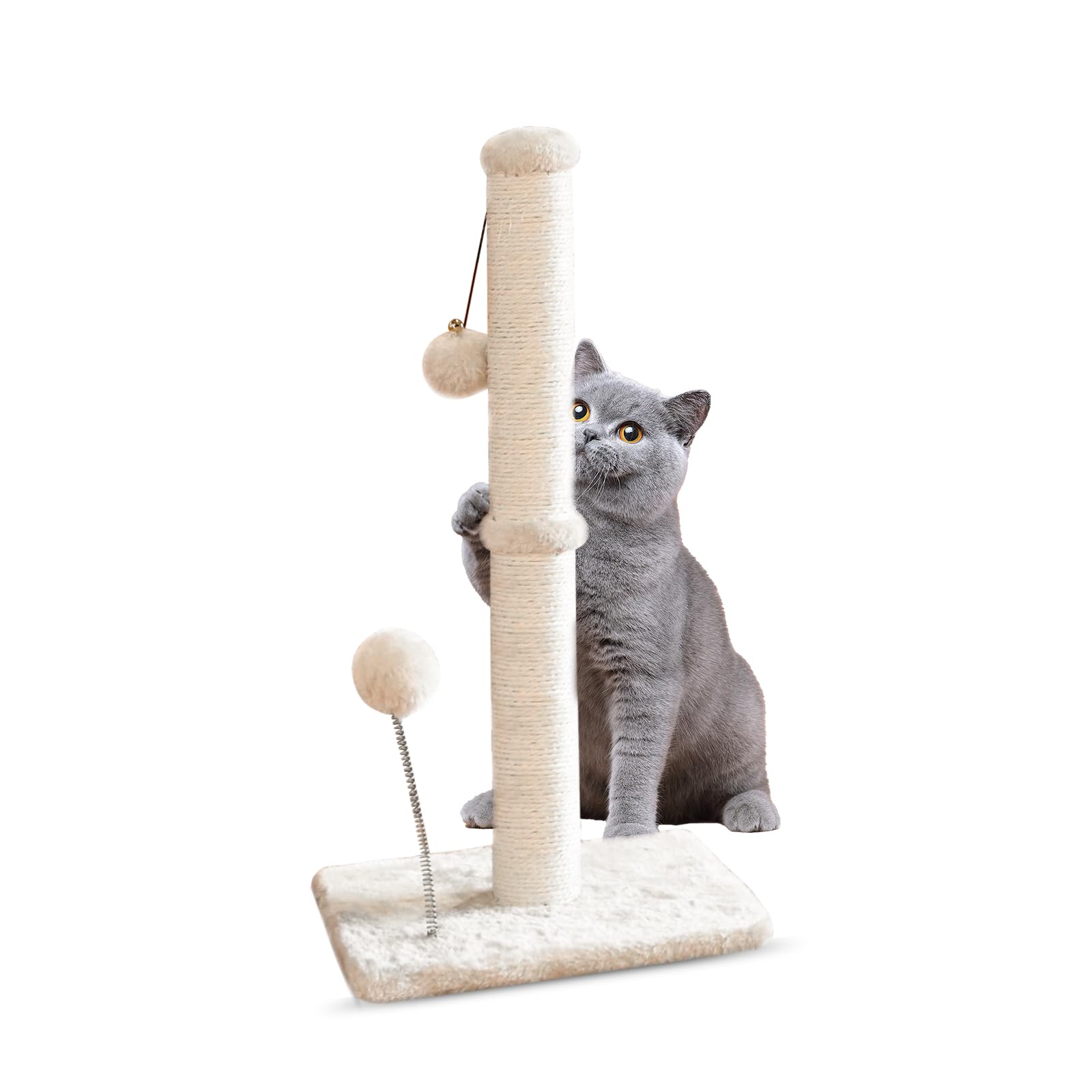 Kingrock Tall Cat Scratching Posts For Indoor Cats, Scratching Post With Plush Toys For Kittens Or Smaller Cats, Premium Sisal P