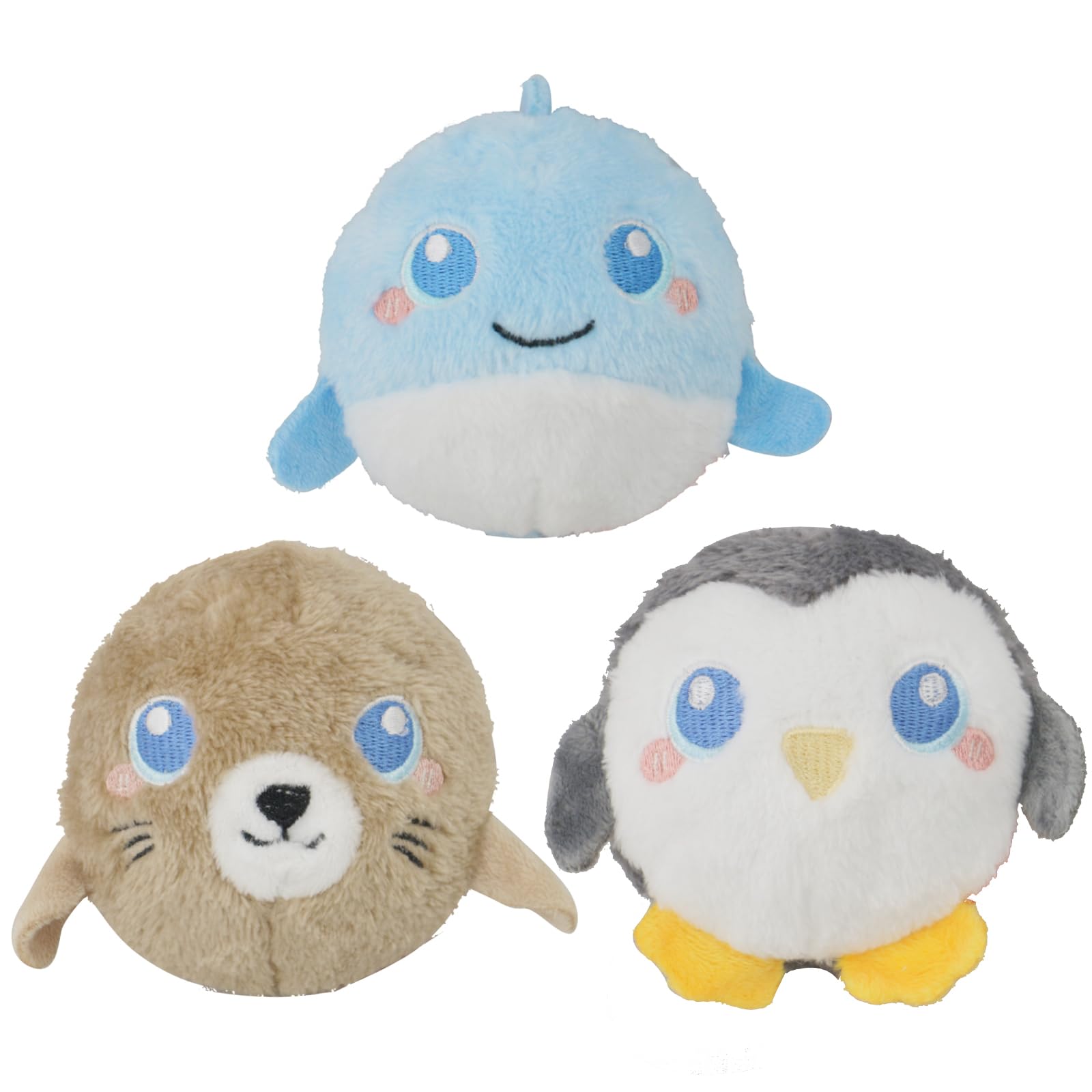 DKING 3Pack Squeaky Dog Balls,2 in1 Funny Puppy Ball Toys,Birthday Dog Toy for Small Medium Dogs (Ocean Ball)