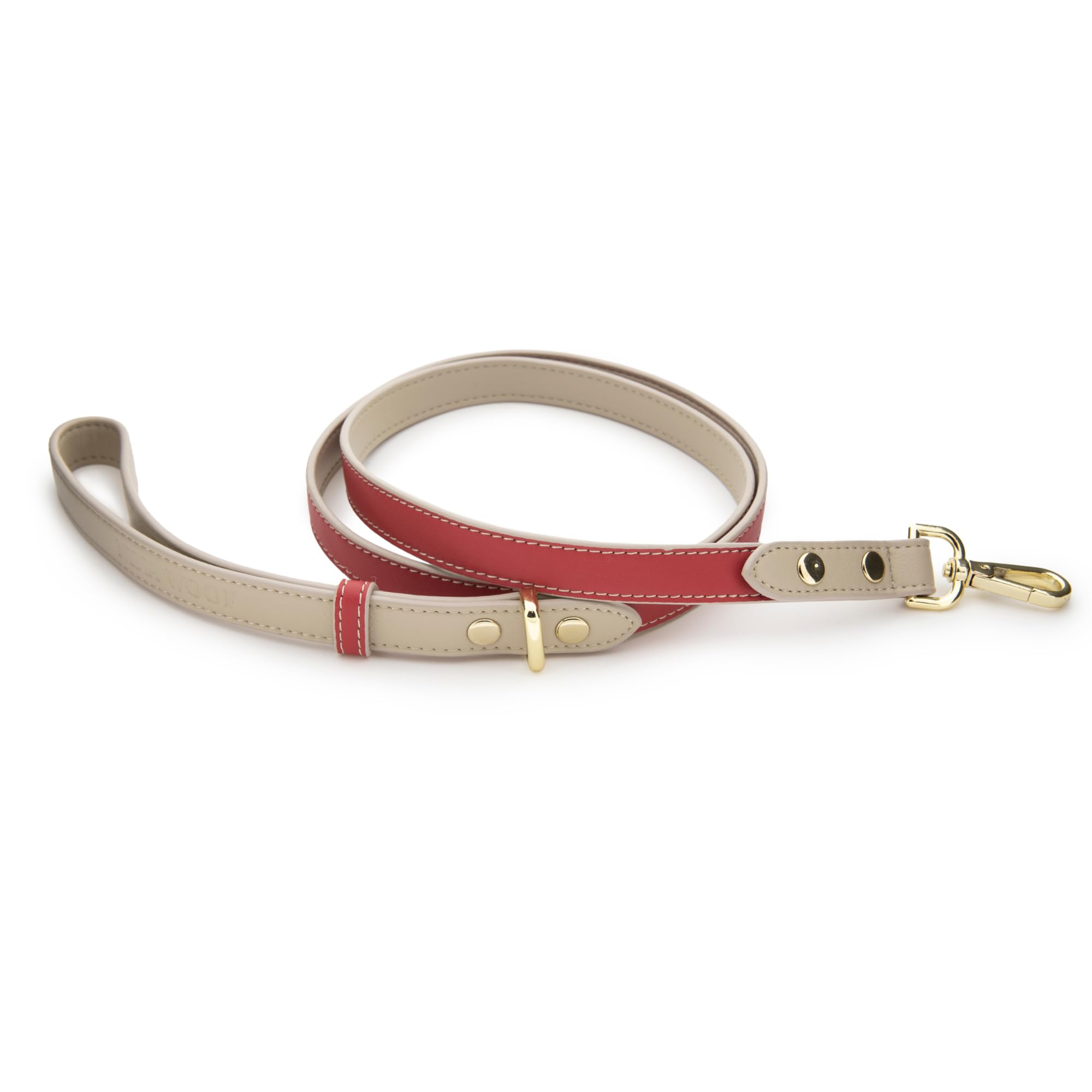 Nina Woof Vegan Leather Dog Lead - Padded Luxury Dog Leash - Large, Medium, Small - Red, 4Ft