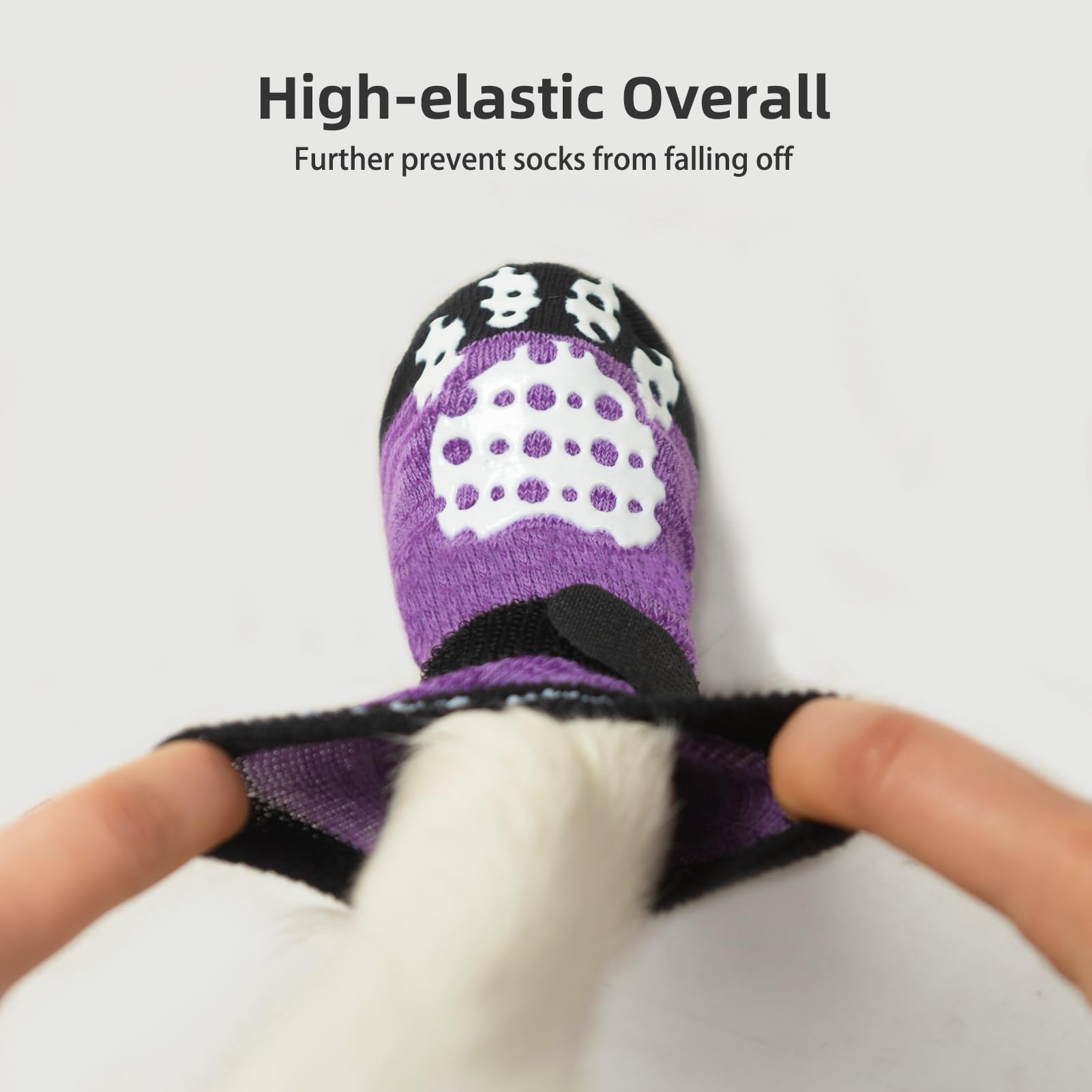 PUPTECK Anti-Slip Dog Socks, Purple, Small (4 Count), 75% Cotton, for Hardwood Floors and Traction Control, Model PUP002