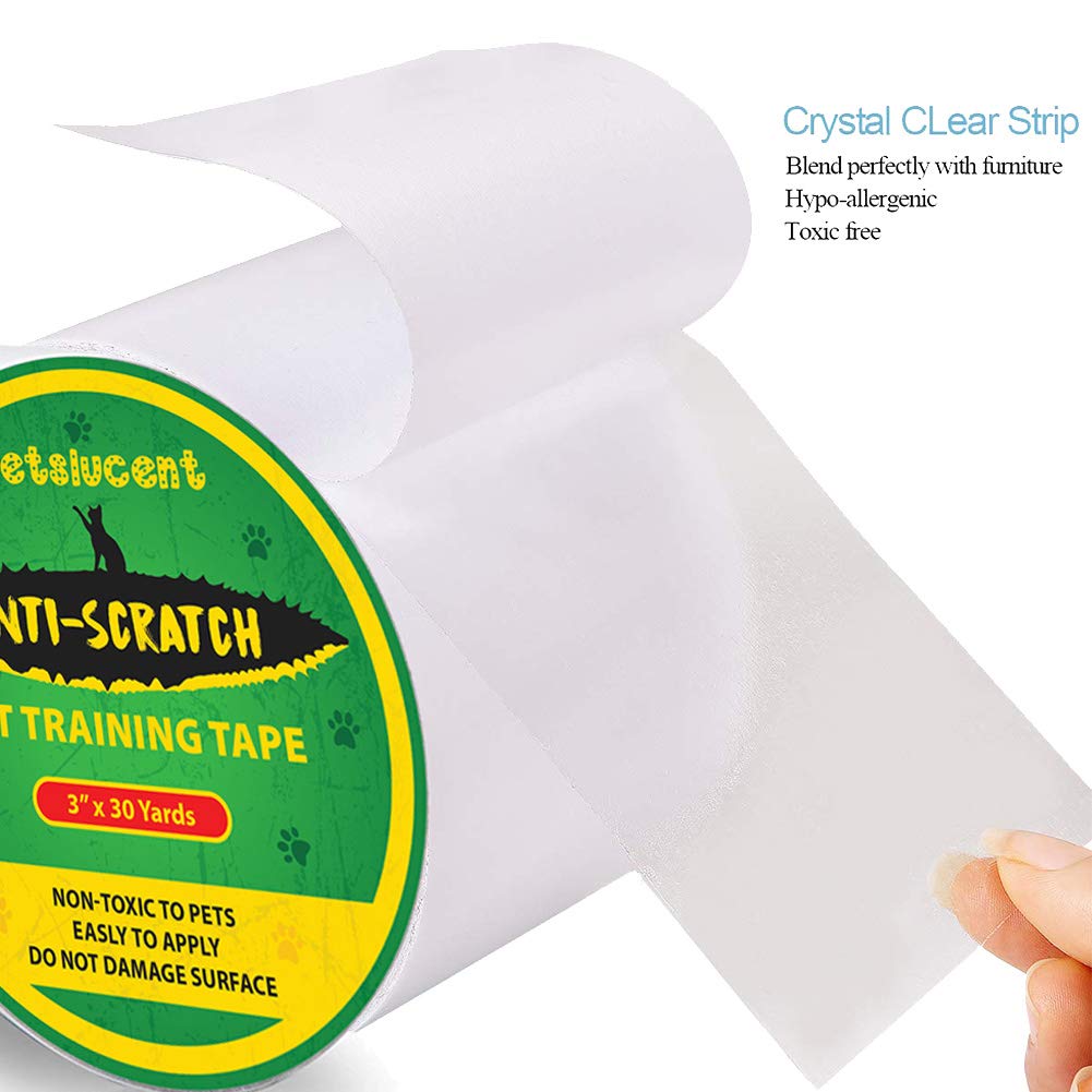 Petslucent Cat Scratch Furniture Protector Tape, Cat Anti Scratch Deterrent Training Tape, Double Sided Clear Sticky Paws Guards For Carpet, Sofa, Couch, Door (3''X 30 Yards, Green)