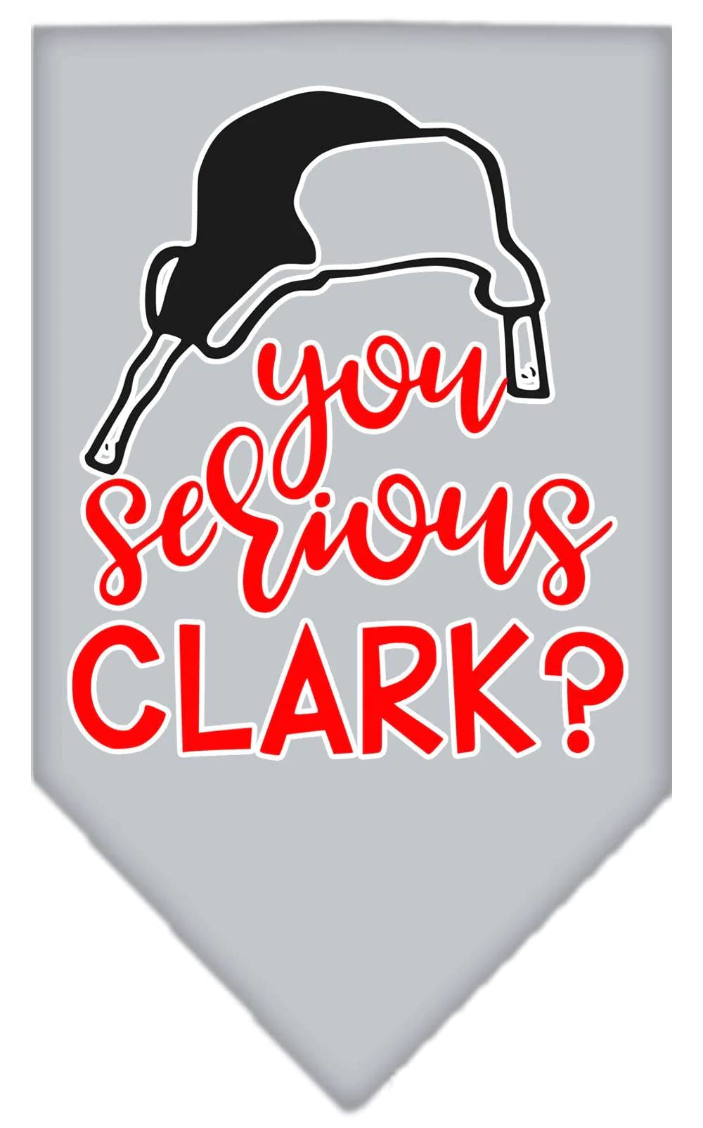 Christmas Pet and Dog Bandana Screen Printed, &quot;You Serious Clark?&quot; Black Large