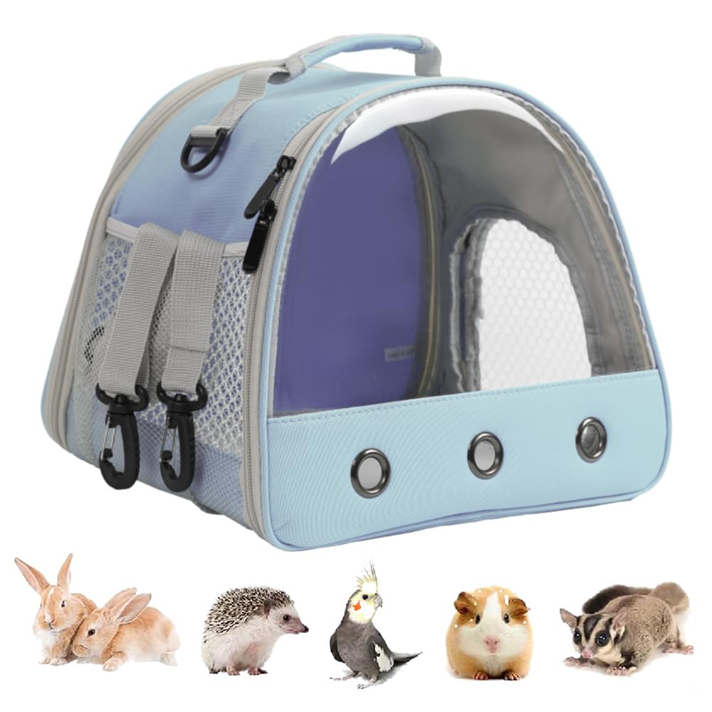 Guinea Pig Carrier Backpack, Clear Bubble Window Backpack for Guinea Pig, Bunny Rat Bird (Blue, Carrier)