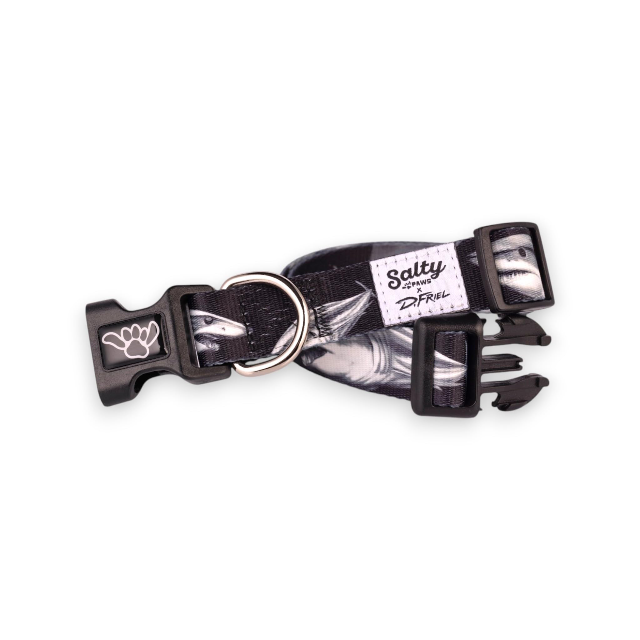 Shaka'S Salty Paws Boy & Girl Dog Collar Small Medium Large (Small Dog Collar Adj. 10-16' For Dogs Up To 25 Lbs, Mako Shark Bla