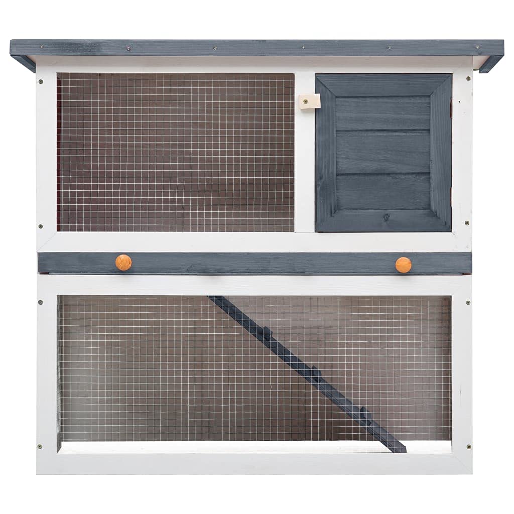 Vidaxl Outdoor Rabbit Hutch 1 Door Gray Wood