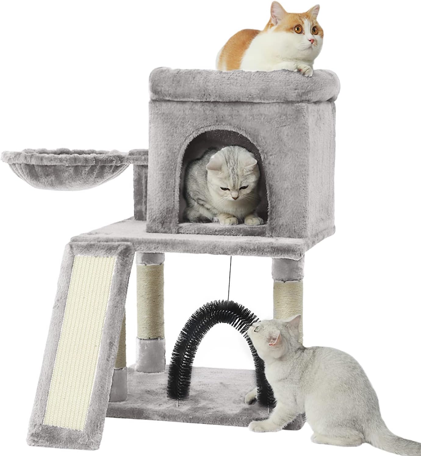 Hoopet 30In Cat Tree For Indoor Cats - Multi-Level Cat Tower With Hammock, Condo, Scratching Posts, Self-Grooming Brush & Play B