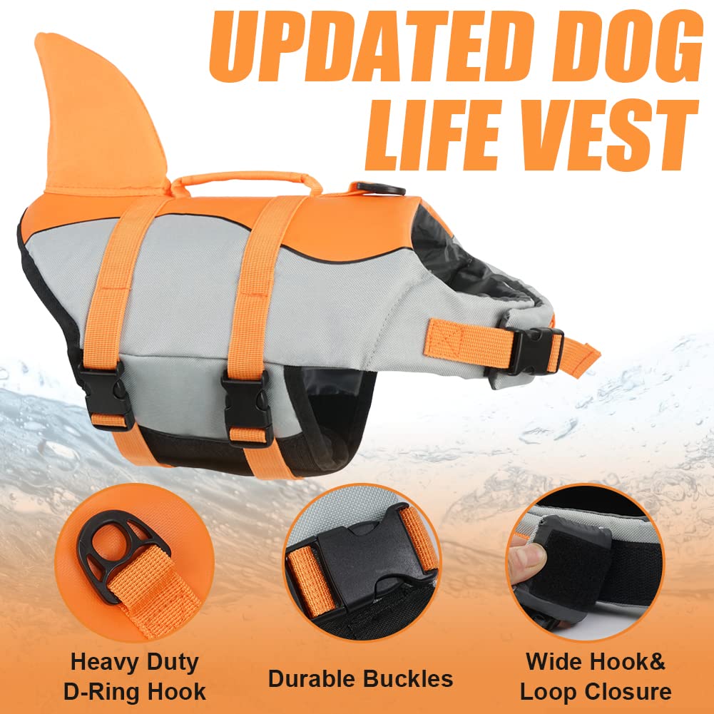 Emust Dog Life Jacket, Ripstop Dog Lifesaver Vests With Rescue Handle For Small Medium And Large Dogs, Pet Safety Swimsuit Prese
