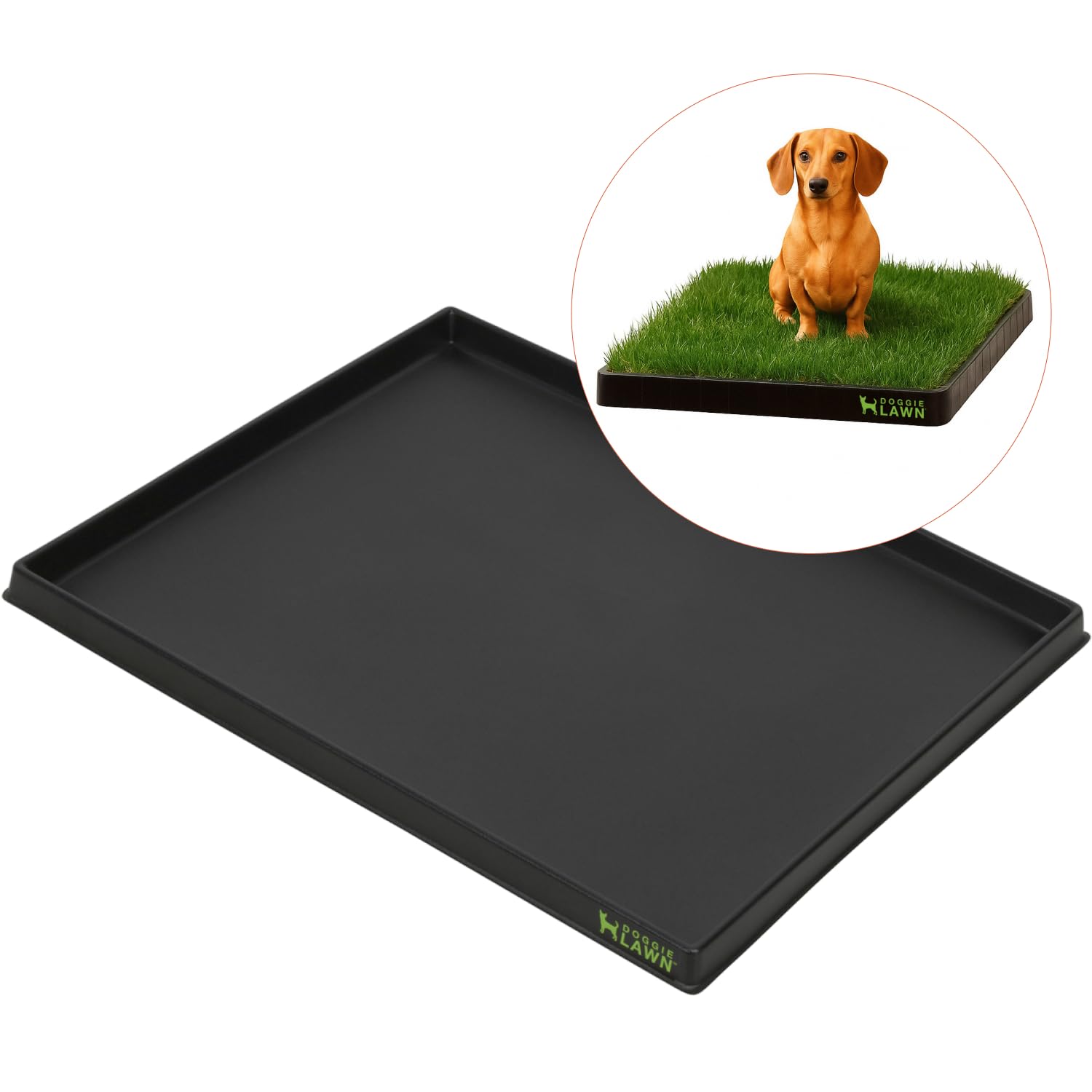 Doggielawn Non-Spill Dog Potty Training Tray - Leak-Proof Hdpe Plastic Grass Pad Holder For Apartments & Urban Homes - Reusable