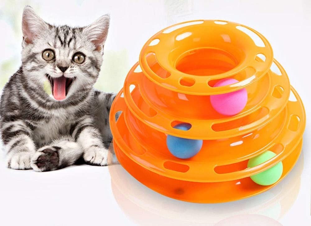 Rvpaws Plastic Tower Of Tracks Cat Turntable Toy With Balls Pet Amusement Interactive Board Game Toys (Random  Colour)