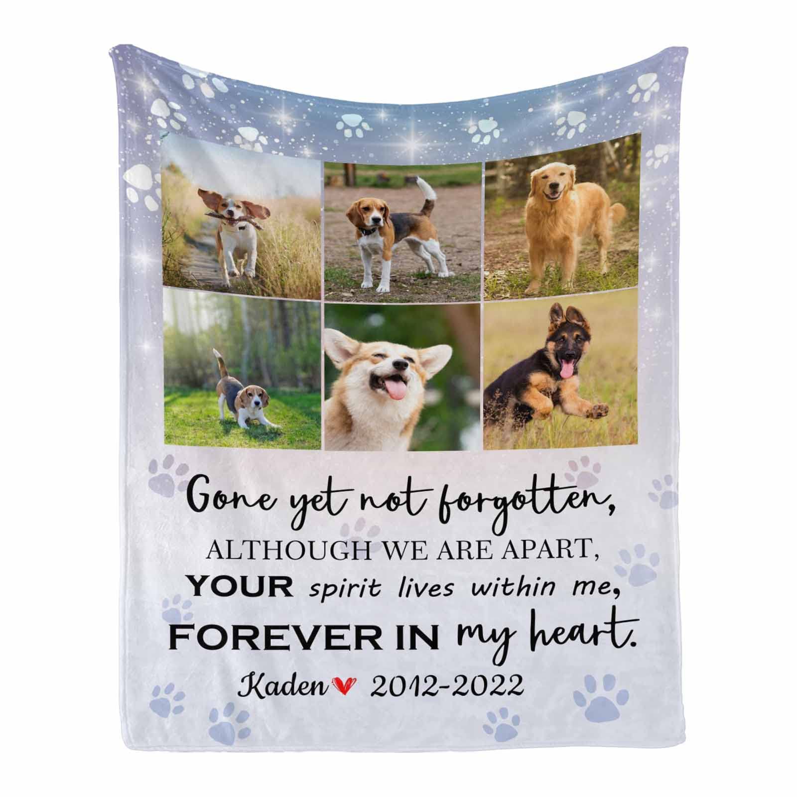 Interestprint Custom Memorial Blanket With Pet Photos And Name-In Loving Memory Gifts Personalized For Loved Ones Lost-Remembrance Blankets For Dogs Cats Pet Lover