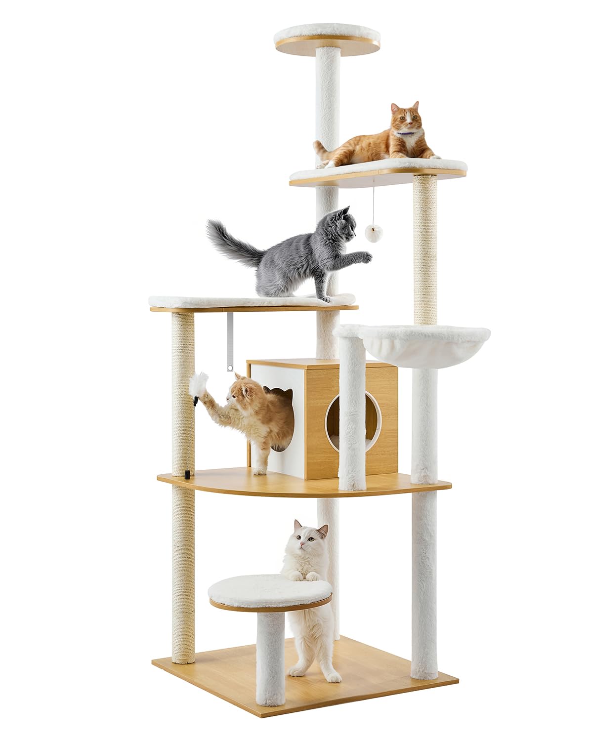 VEVOR Large Cat Tree, 68.9 inches Tall, Cat Tower, Multi-Level Cat Condo Furniture Activity Center with Cozy Perches, Sisal Scra