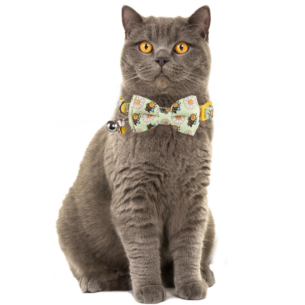 Cat Collar Breakaway With Cute Bow Tie And Bell Accessories For Kitty Adjustable Safety