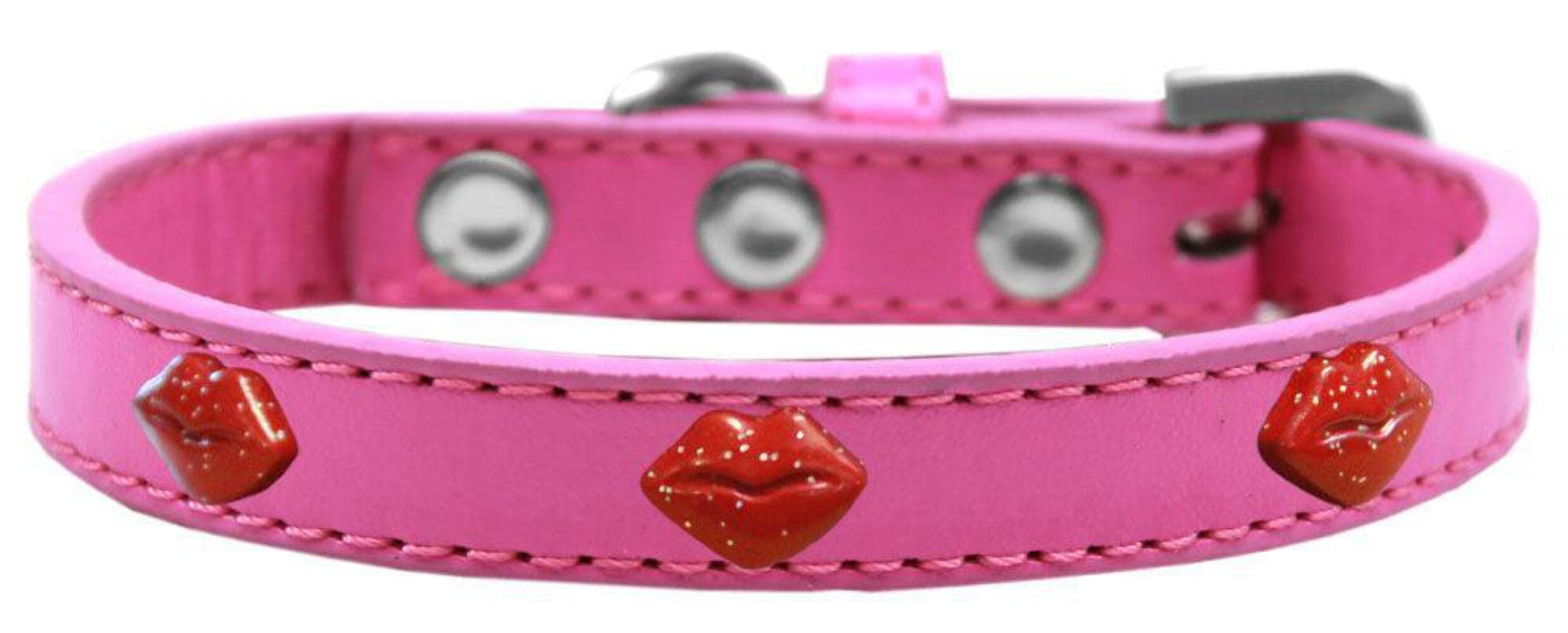 Dog, Puppy & Pet Widget Fashion Collar, Red Glitter Lips Black 20