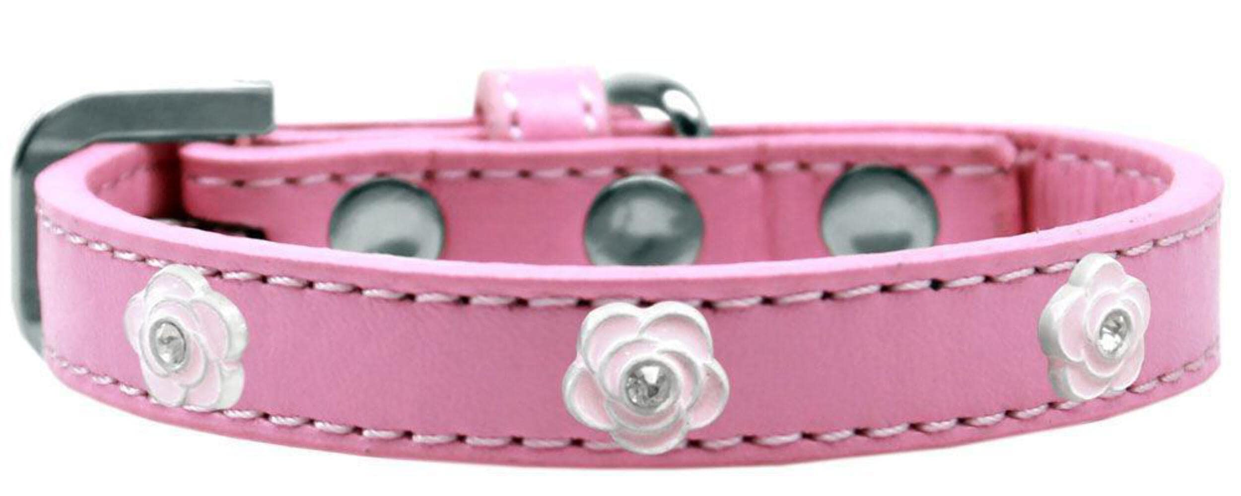 Mirage Pet Products Light Pink Rose Widget Dog Collar, Bright Pink, Size 10