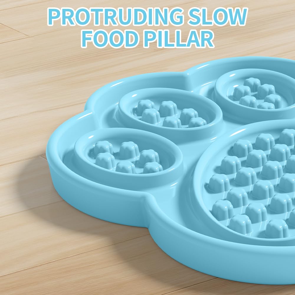 Ceramic Slow Feeder for Dogs & Cats, 8.8   Lick Mat and Puzzle Feeder Blue Cat Dish Slow for Anxiety Relief, Interactive Treats