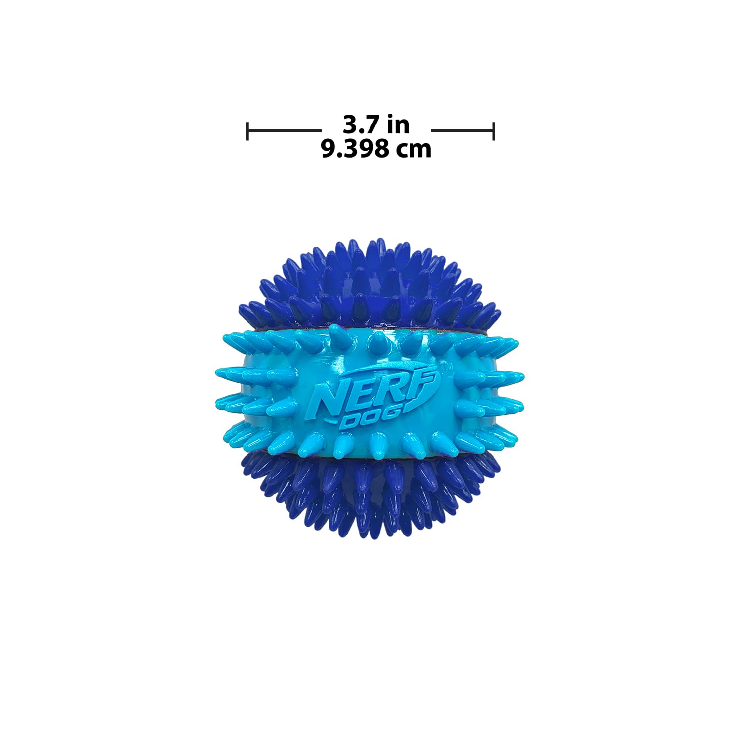 Nerf Dog 3.7in TPR 3-Part Spike Squeak Ball Dog Toy - Dark Blue/Light Blue