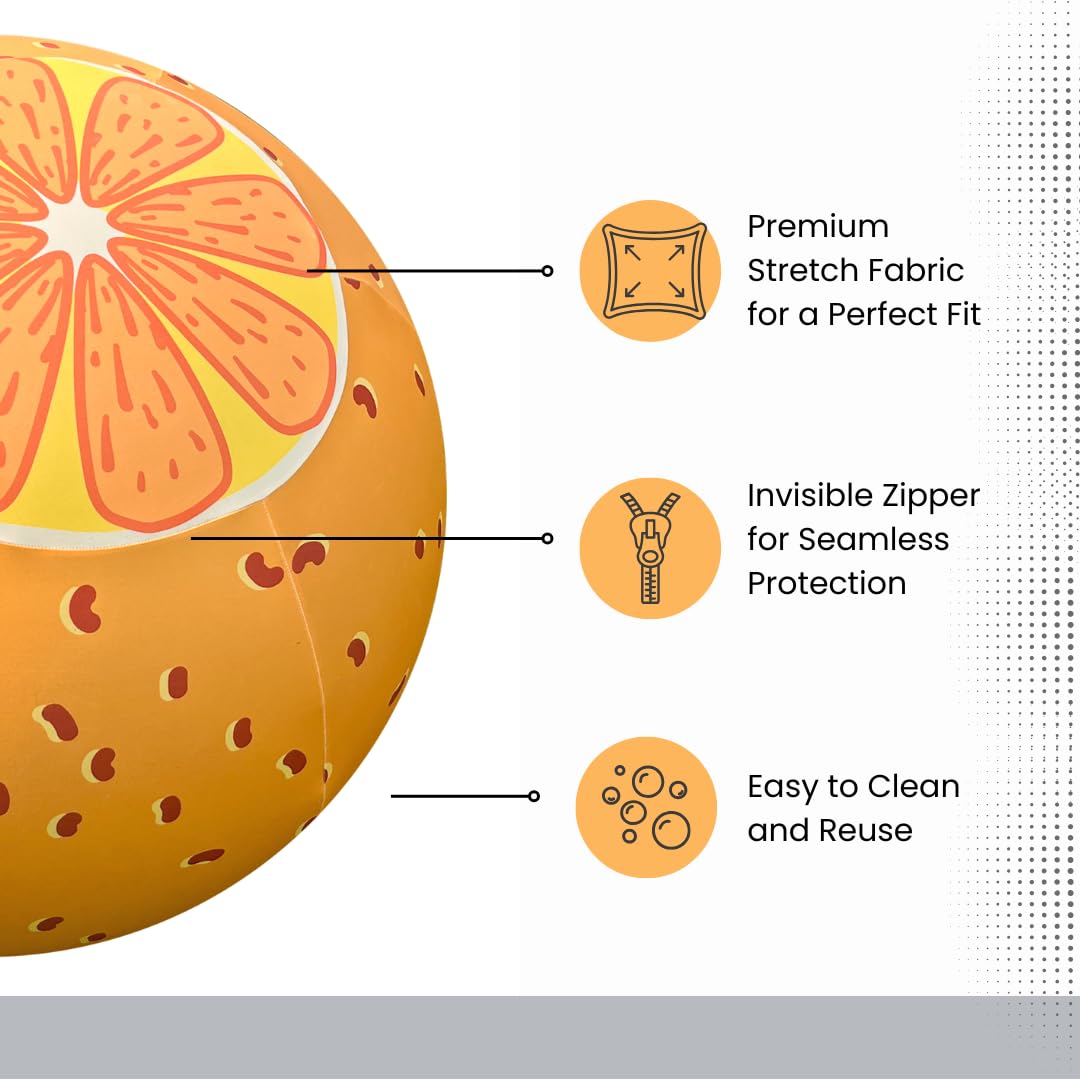 Horzmetnex Horse Ball Cover 30Inch - Stretchable Fabric With Orange Pattern Design,Washable Protector For Equine Therapy, Traini