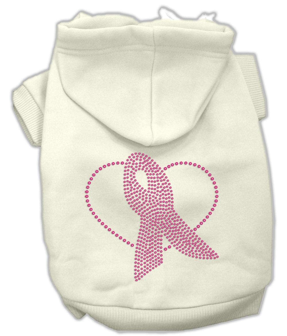 Mirage Pet Products Ribbon Rhinestone Hoodies, Size 16, Cream/Pink