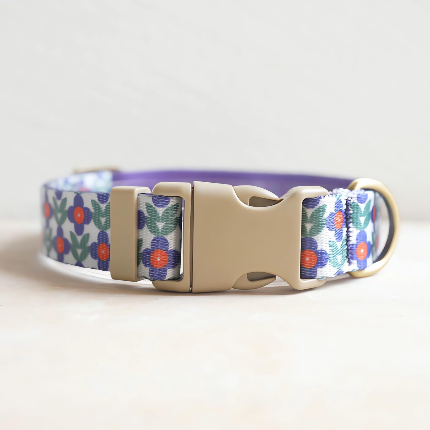 Yudote Designer Dog Collar In Floral Pattern Cute Dog Collars For Small Medium Large Dogs And Puppy (Purple Flower,L)