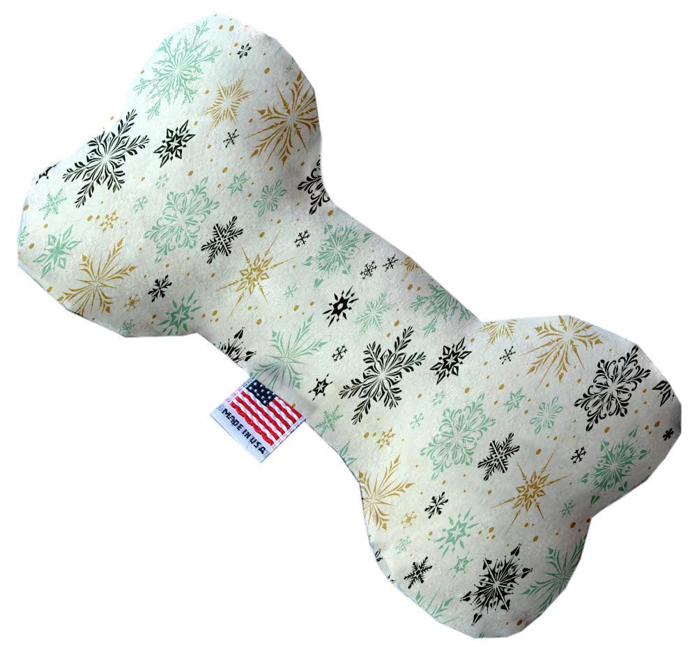 Pet and Dog Plush Heart or Bone Toy, &quot;Winter Wonderland Group&quot; (Available in different sizes, and 10 different patterns!) Vintage Snowflakes 6&quot; Plush Bone