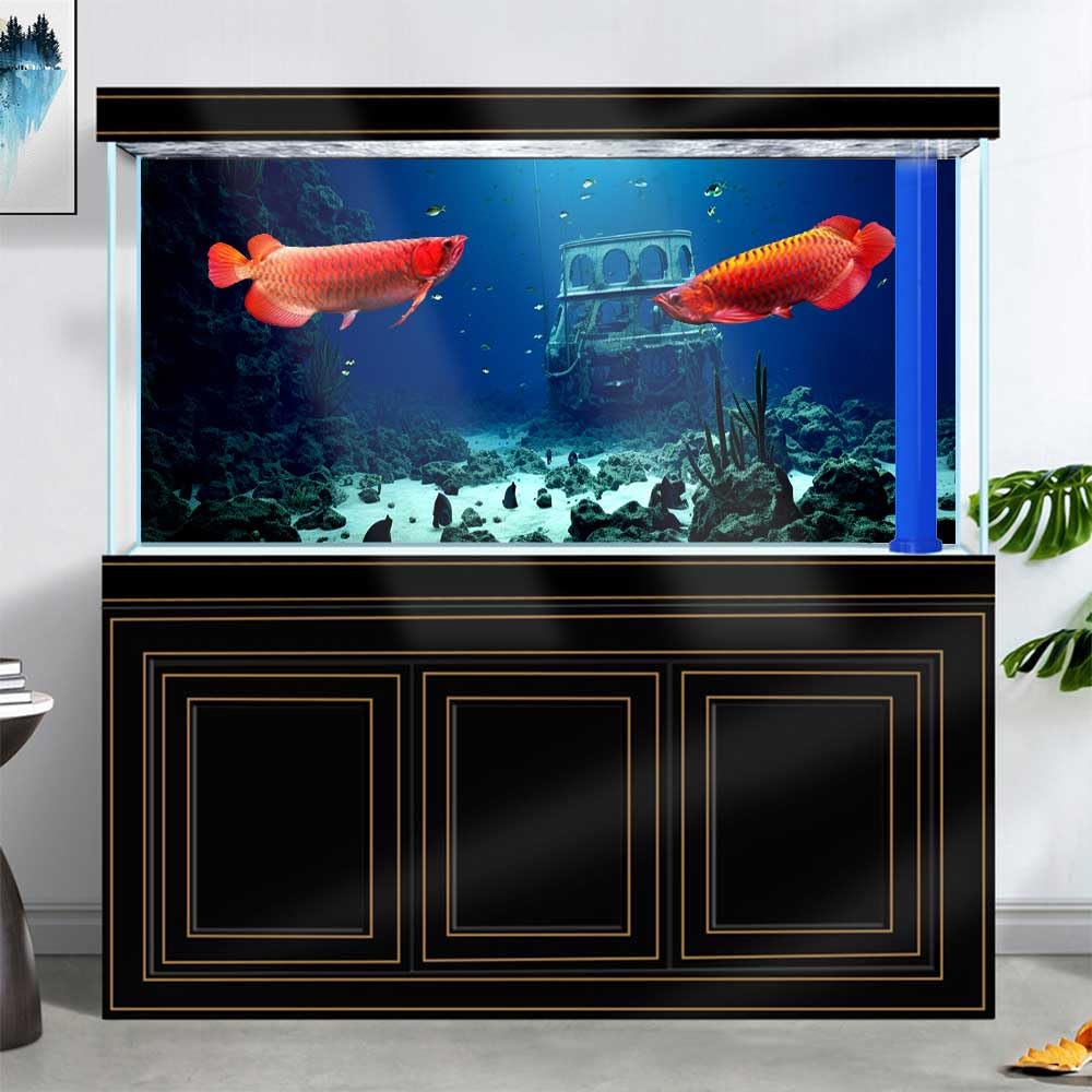 Dtekoj 48X24IN Natural Underwater Aquarium Background, Pictures 3D Fish Reef Fish Tank Decoration Background, with 8 EVA Double-