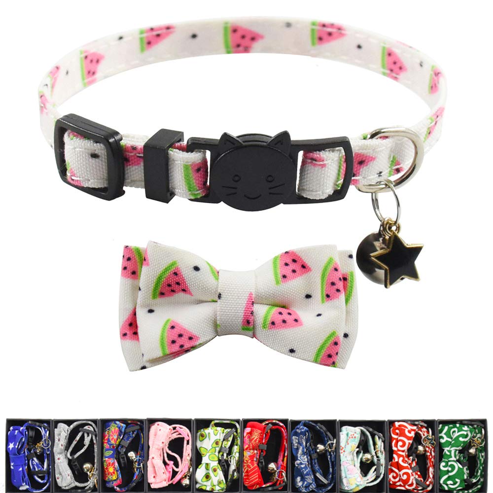 Bowtie Cat Collars Breakaway With Bell, Adjustable Cute Kitty Collars Safety Buckle Kitten Collar For Cat Puppy 7.5-11In