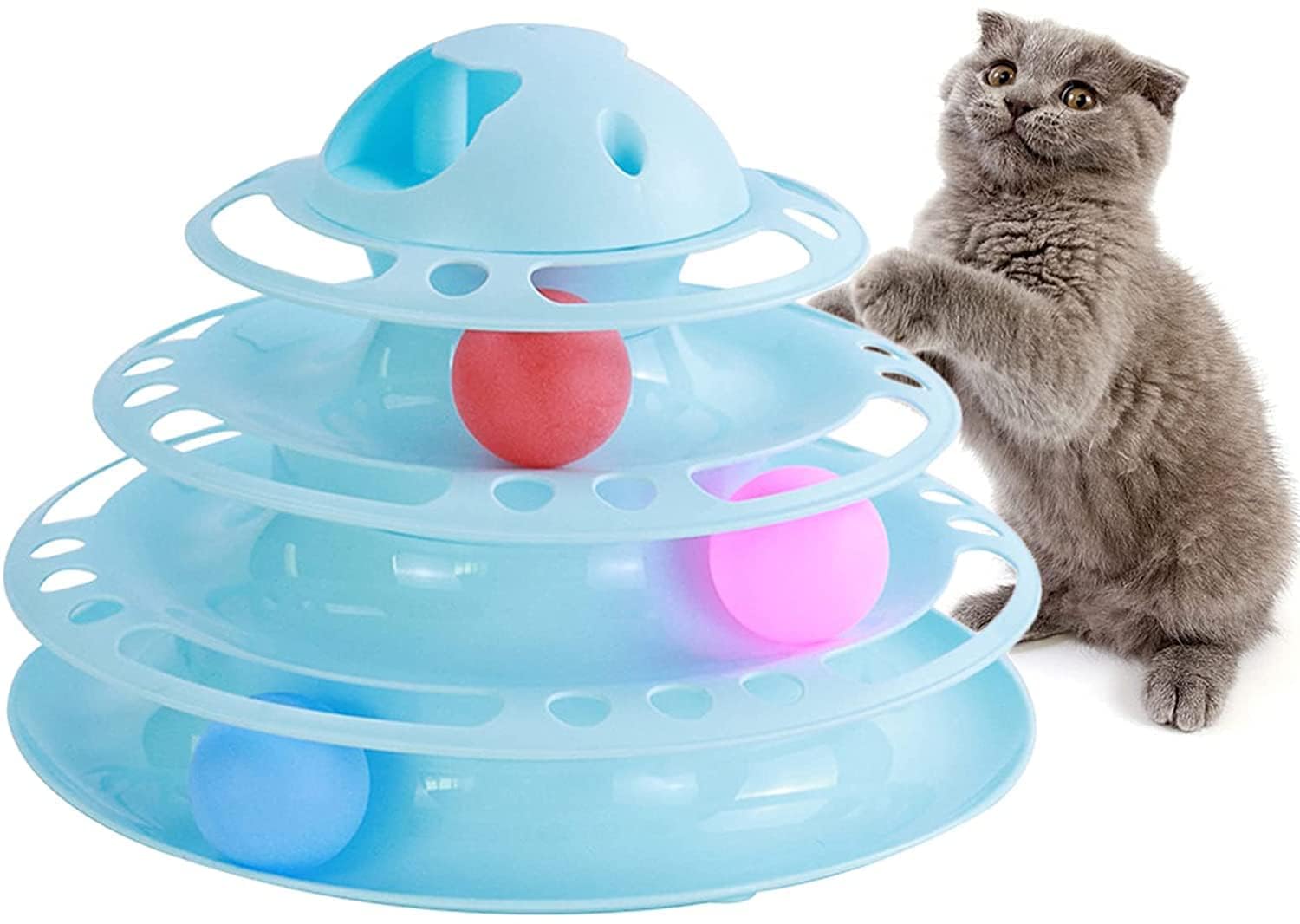Psk Pet Mart Cats Tower Toys Ball | Tower Track Interactive Toys Latest 4 Level Interactive Pet Toys With 4 Colorful Catnip Flas