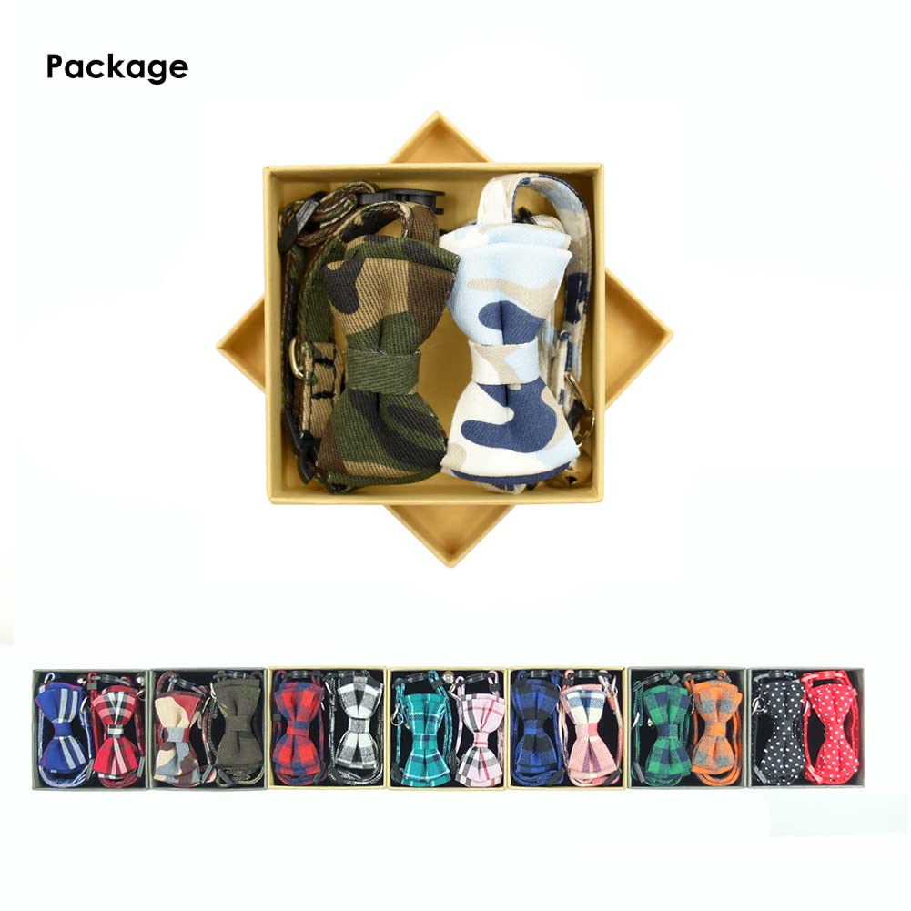 Cat Collar Breakaway With Bell And Bow Tie, Plaid Design Adjustable Safety Kitty Kitten Collars(6.8-10.8In) (Camouflage 2&3)