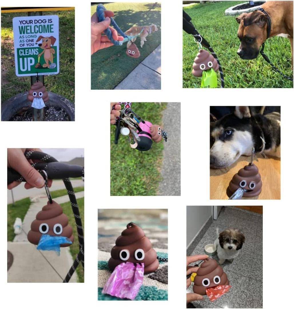 LZSOMPK Dog Poop Bag Holder - Durable Brown Dispenser with 15 Waste Bags, Model Dog Poop Bag Holder 01, Silicone Material