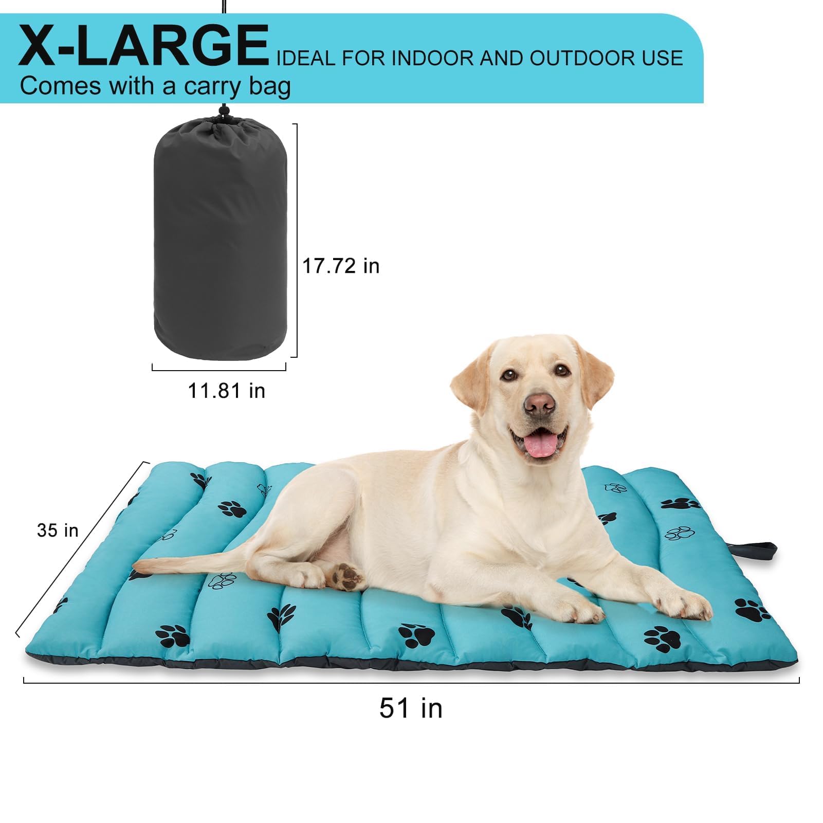 Bingpet Outdoor Travel Dog Bed,Large Outdoor Dog Bed Mat,Portable Travel Pads With Carry Bag,Foldable Outside Pee Pads,Indoor Pe
