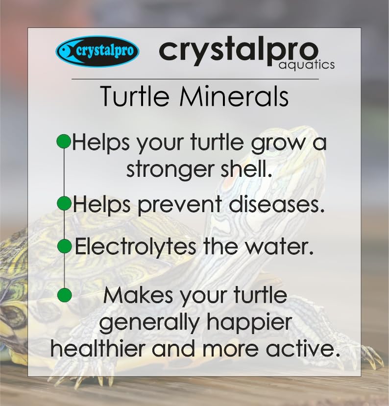 Crystalpro Turtle Minerals 4.22 Oz - Helps Grow a Better Shell and Improves General Health - Mineral Additive for Turtles- Aquar