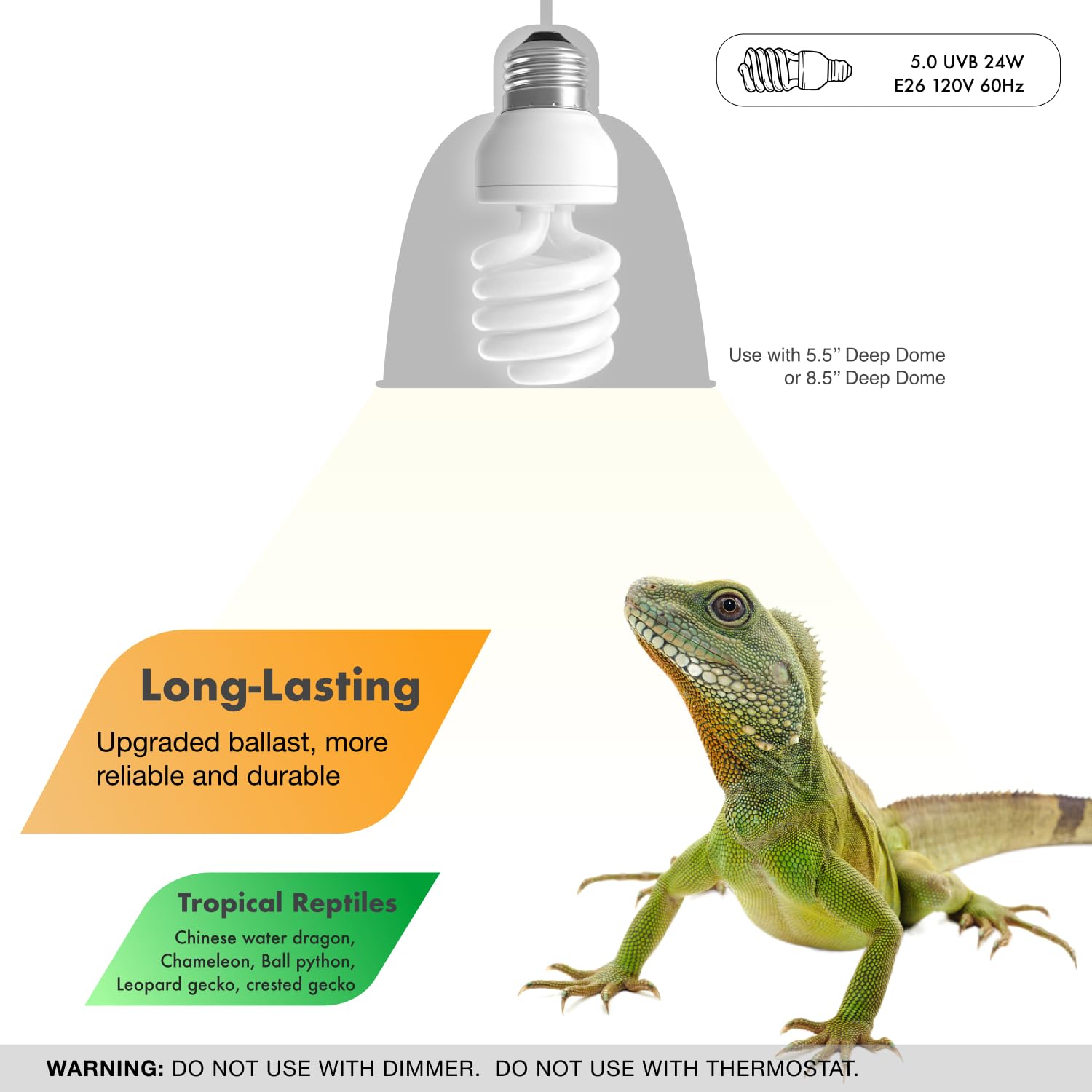 Reptiking Uvb Reptile Light, Uvb5.0 24W, Uva Uvb Reptile Light Bulb Lamp For Turtle Snake Lizard Gecko, Uvb Bulbs For Tropical R