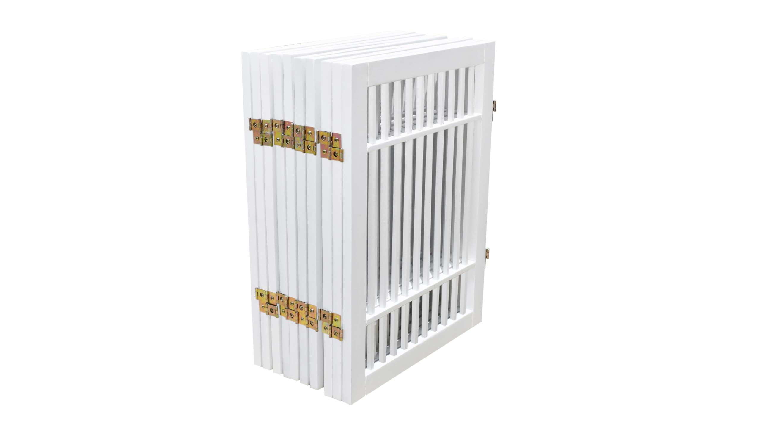 Pet Dog Gate Strong and Durable Freestanding Folding Acacia Hardwood Portable Wooden Fence Indoors or Outdoors by Urnporium (Whi
