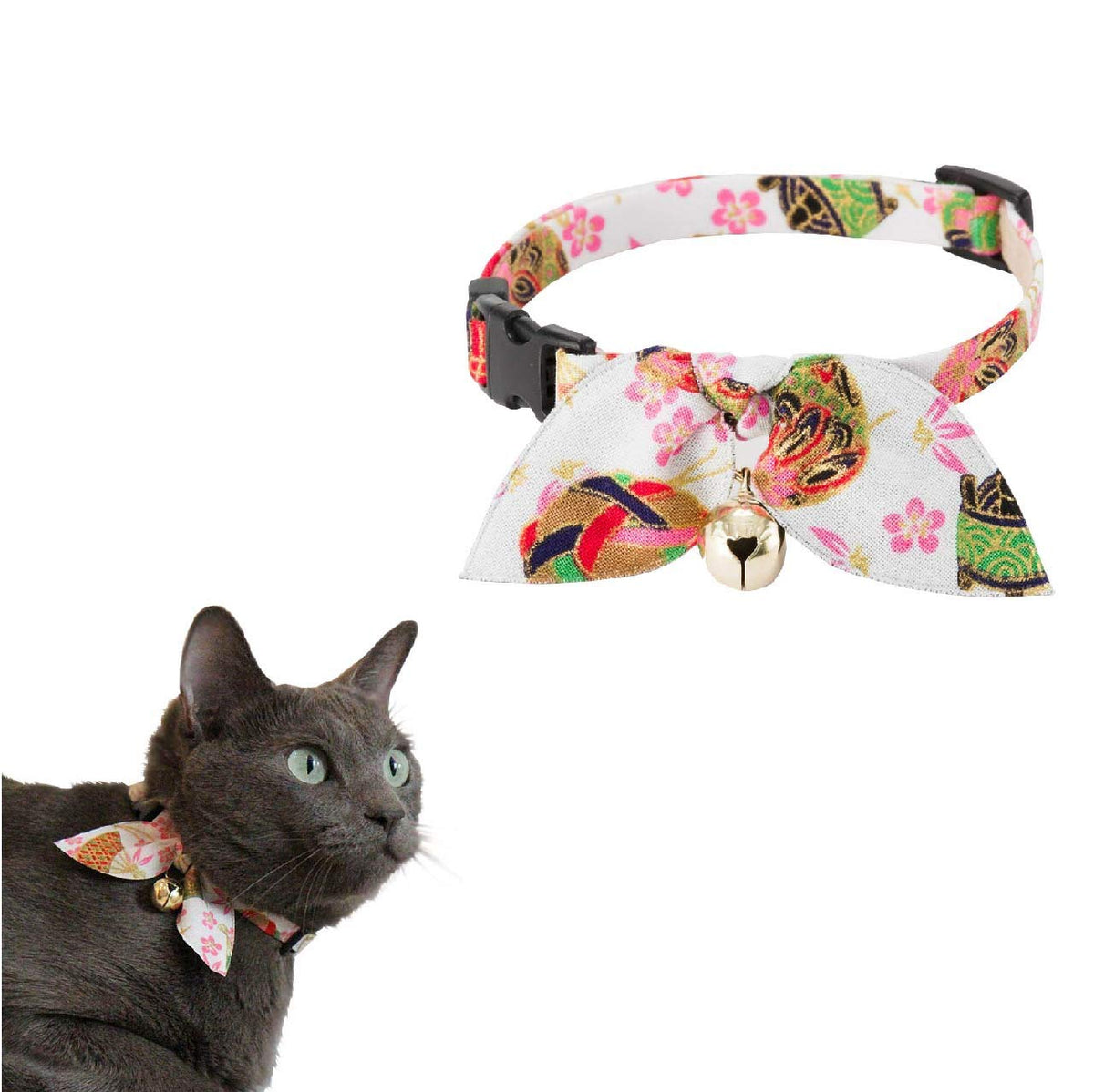 Necoichi Kimono Ribbon Cat Collar (White)