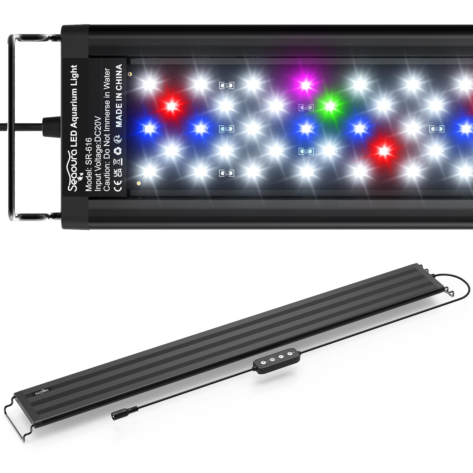 Seaoura Led Aquarium Light For Plants-Full Spectrum Fish Tank Light With Timer Auto On/Off, 30-36 Inch, Adjustable Brightness, W